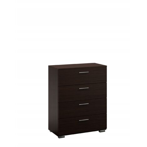 Commode 80 cm WENGE chambre 4 tiroirs Spacieuse Grande moderne