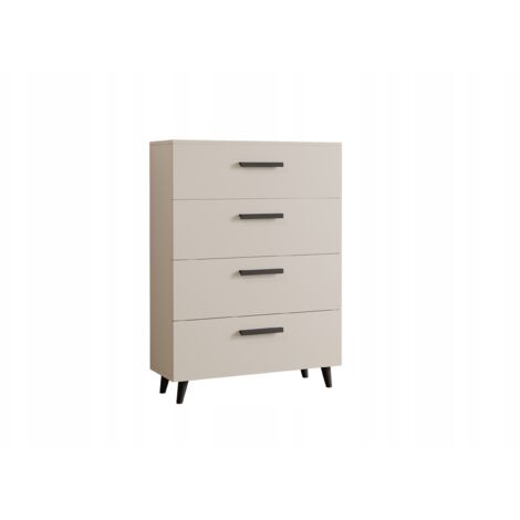 Commode 80 Fiord avec tiroirs, style scandinave, cachemire, noir, sur pieds