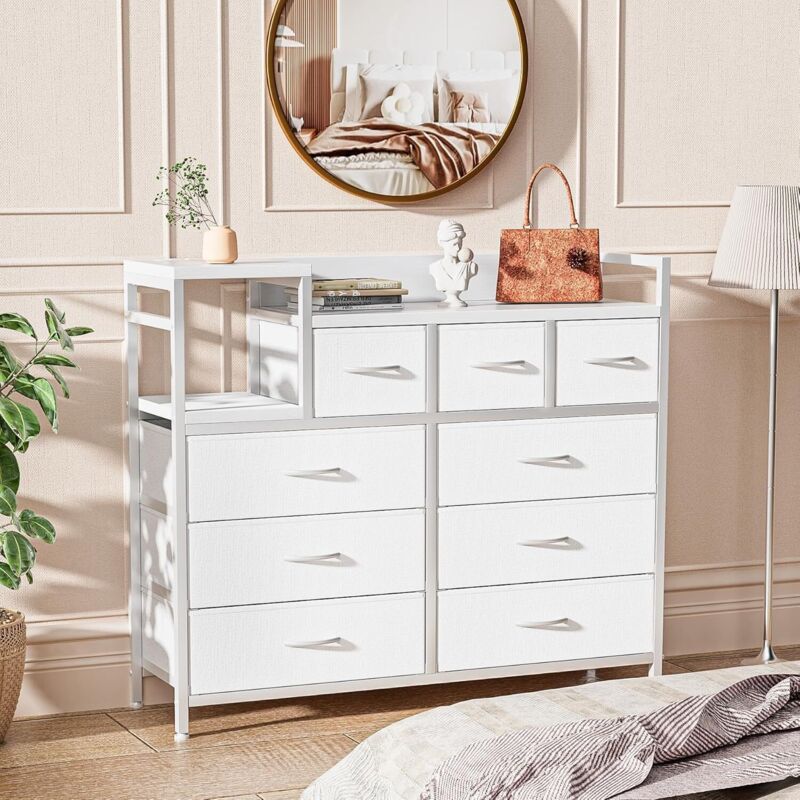 Commode 9 Tiroirs, Multifonction avec Station De Charge, Meuble TV & Rangement Chambre, Organisation Dressing, Appartement & Chambre d'enfant, Design