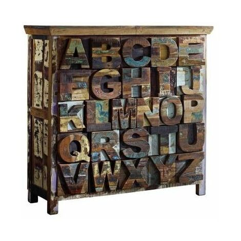 Commode 90x40 Bois de récupération laqué Multicolore NATURE OF SPIRIT 70