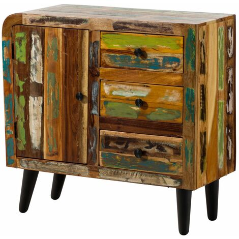 Commode 90x40 Bois de récupération laqué Multicolore SIXTIES 114