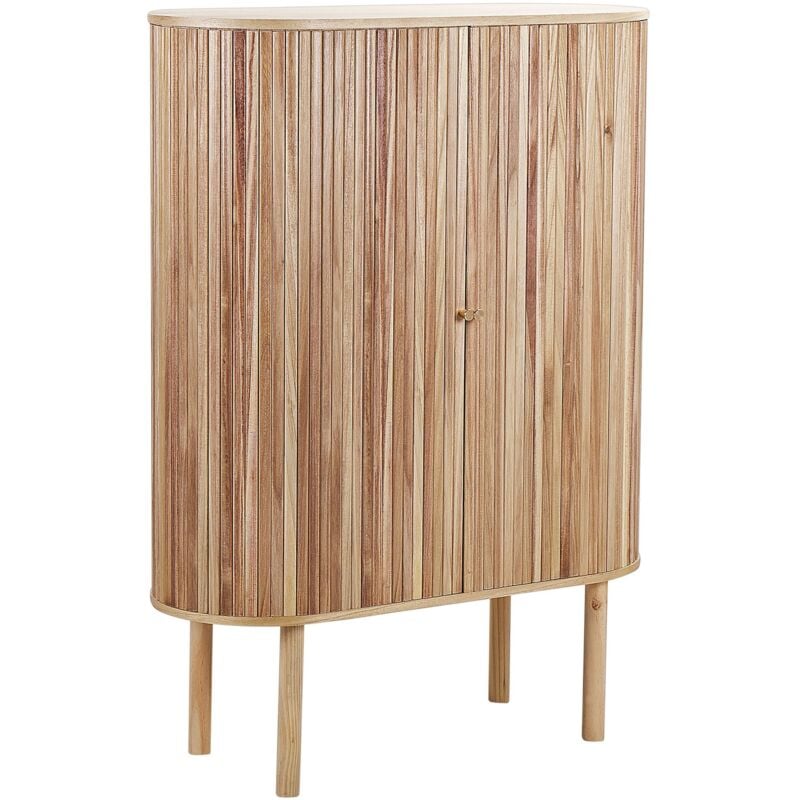 Beliani - Commode à 2 Portes Coulissantes en Bois de Paulownia mdf Bois de Pin Ton Clair 130 cm Manara