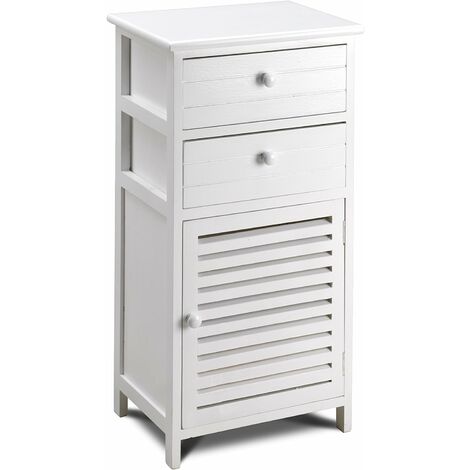 Commode à 2 tiroirs blanche avec porte