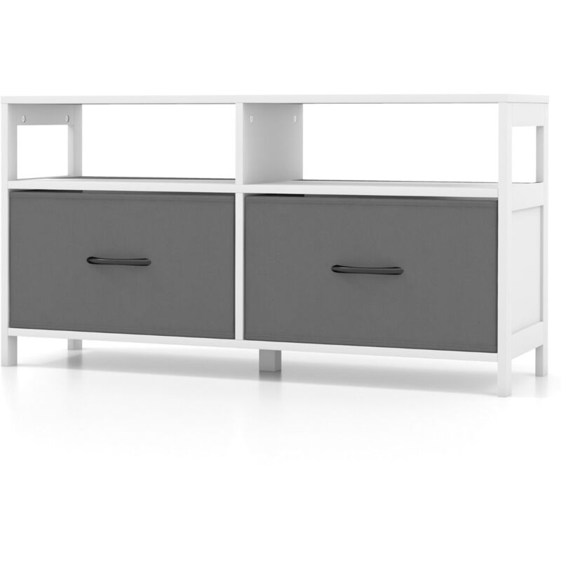 Commode à 2 tiroirs tissu 2 étagères ouvertes meuble de rangement de chambre salon couloirs entrées 100 x 30 x 53 cm blanc