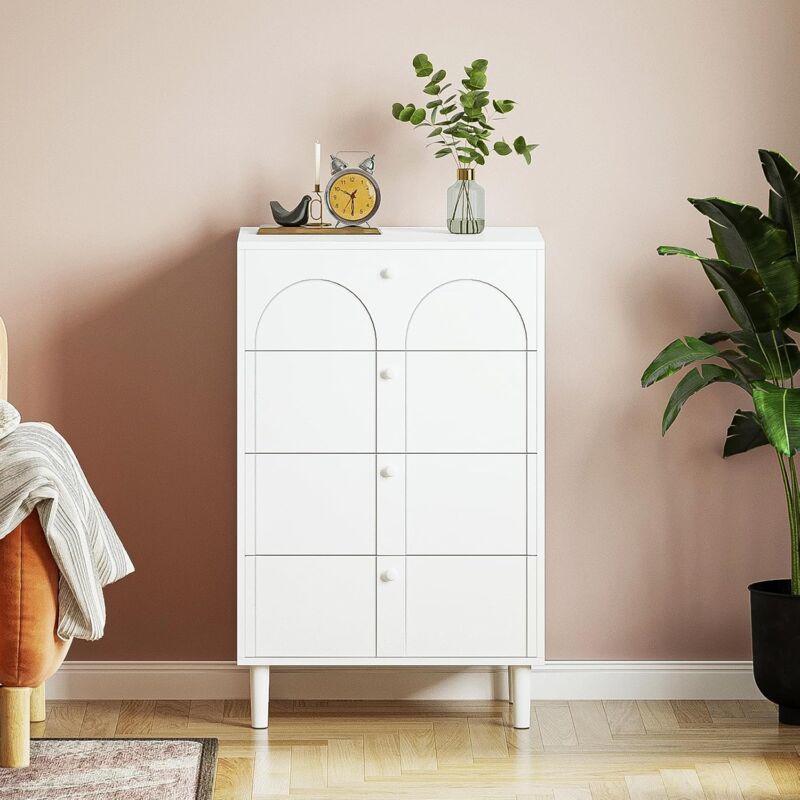 Joolihome Living - Commode à 4 Tiroirs, Buffet Moderne En Bois, Étagère Haute Étroite Avec Grand Espace De Stockage, Pour Salon, Chambre, Couloir Ou