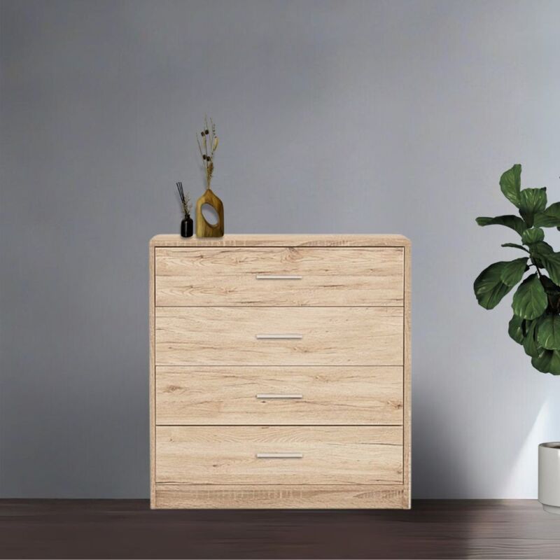 Commode à 4 tiroirs coloris chêne 80x83,5H cm - Nepo