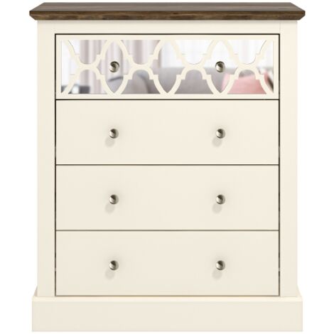 Commode à 4 tiroirs GALANO Sufly , 79cm W X 39.8cm D X 92.3cm H - Couleur Ivoire/Chêne