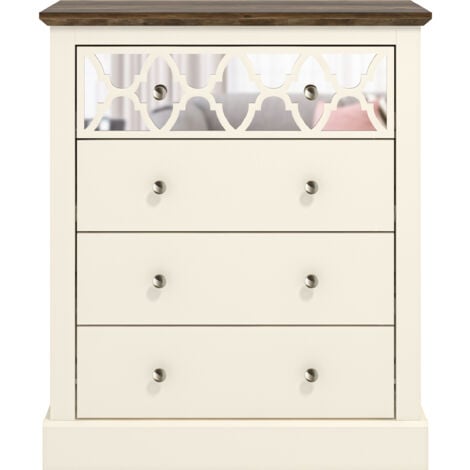 Commode à 4 tiroirs GALANO Sufly – Commode avec rangement comme meuble de chambre – Organisateurs de placard et armoire de rangement pour couloir, entrée – Couleur gris clair/chêne