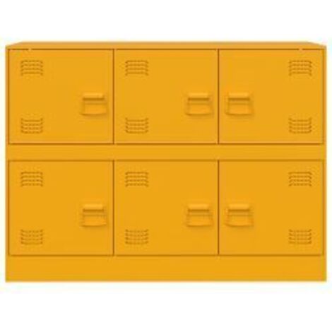 Commode à 6 casiers en acier Klavin 99cm - Style industriel-Jaune curry