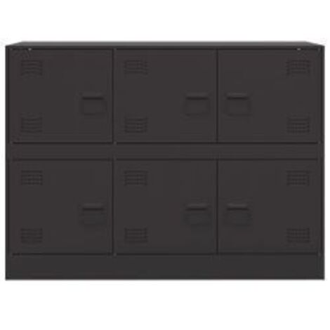 Commode à 6 casiers en acier Klavin 99cm - Style industriel-Noir