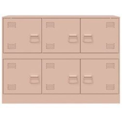 Commode à 6 casiers en acier Klavin 99cm - Style industriel-Rose clair