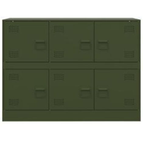 Commode à 6 casiers en acier Klavin 99cm - Style industriel-Vert olive
