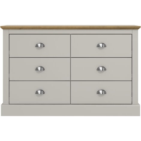 Commode à 6 Tiroirs GALANO Sufy, Spacieux pour une Organisation Facile, 119 x 35.3 x 76.4 cm, Couleur gris clair