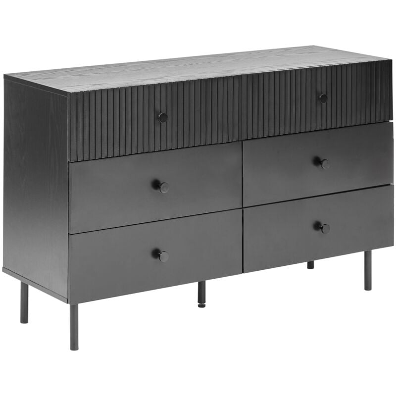 Beliani - Commode à 6 Tiroirs Meuble de Rangement Noir Coventry