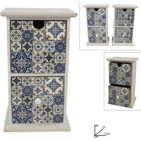 Commode à Caisson Avec 2 Tiroirs En Bois Meuble Campagne Chic