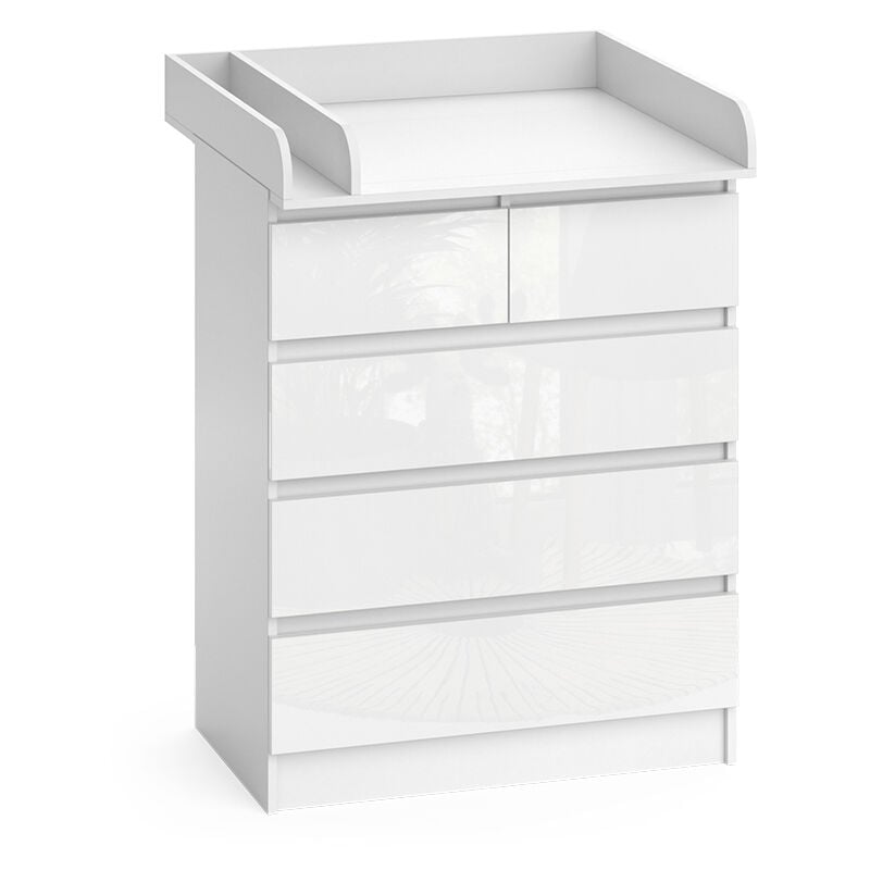 Commode à langer Emma, Blanc, 80x110.2cm avec 5 tiroirs Vicco