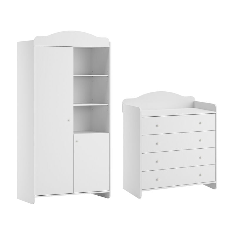 Commode à langer et armoire 2 portes VOX Megeve Blanc