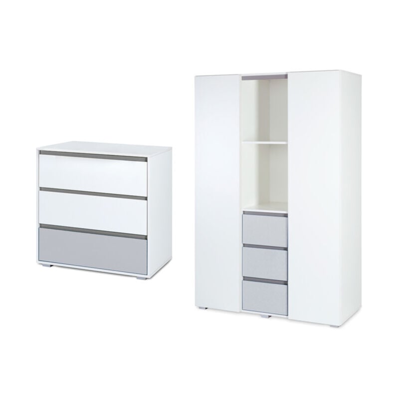 Commode à langer et armoire 3 portes LittleSky by Klups Dalia - Blanc