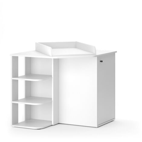 Commode à langer Kristian, Blanc, 85 x 77.3 cm avec porte et compartiments ouverts, Vicco