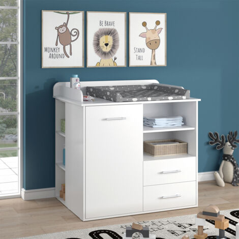 Vicco – Commode à langer Lea – Blanc – Dimensions 102.2 x 102.5 x 71.5 cm – Panneau de particules 16 mm – Revêtement mélamine