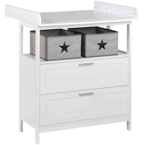Commode a langer - ROBA - HAMBURG - 2 tiroirs + 2 boîtes de rangement - Blanc
