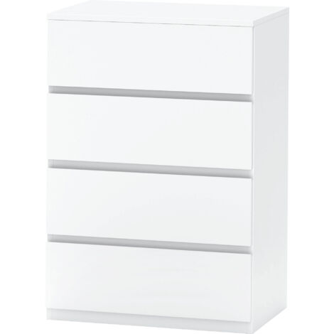 Commode à tiroirs, 4 tiroirs, 55 x 33 x 80 cm, blanc, rangement