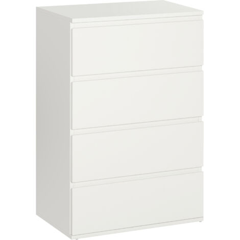 Commode à tiroirs bureau blanc étanche 4 tiroirs 55 x 33 x 80 cm,idéal espaces de vie et travail.