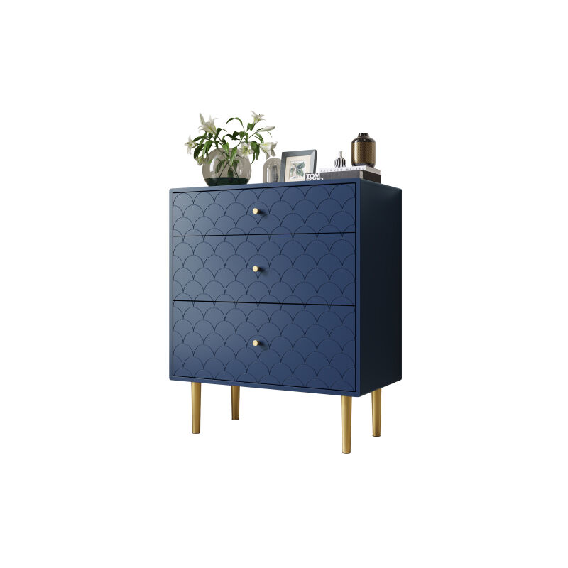 Commode à tiroirs Commode avec 3 tiroirs, Sideboard Highboard pour chambre à coucher & toutes les pièces de la maison,Bleu marine-H89/B75/T40 cm