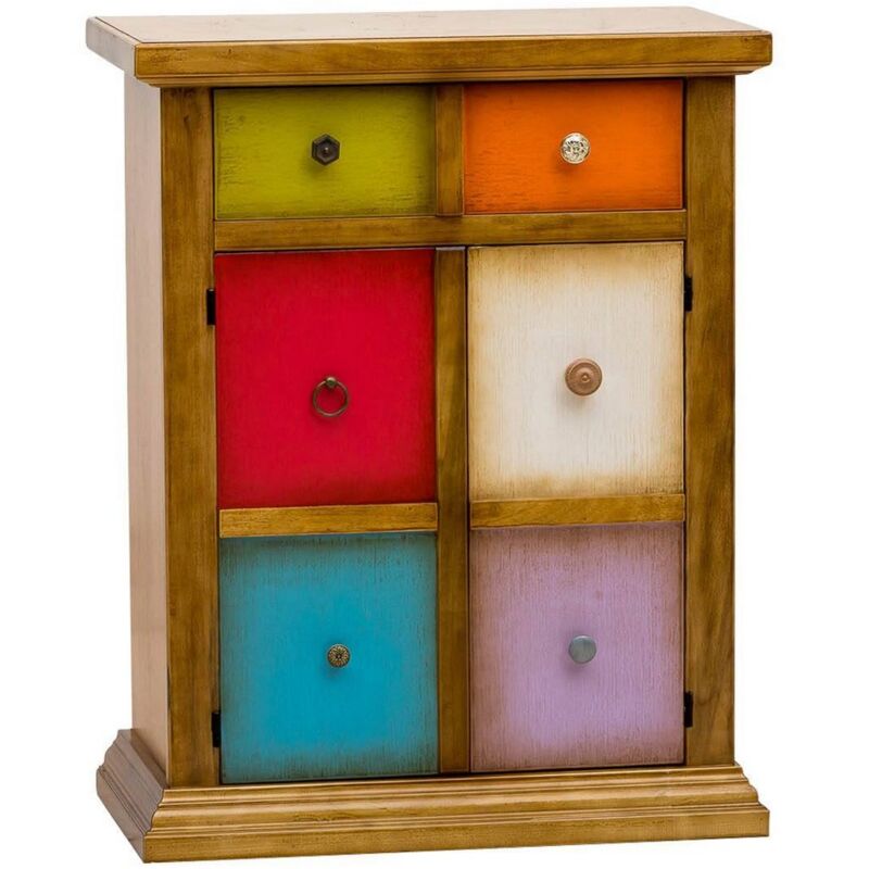 Commode à Tiroirs Arlequin, mdf, Bois, Multicouleur, 63x37x79 cm