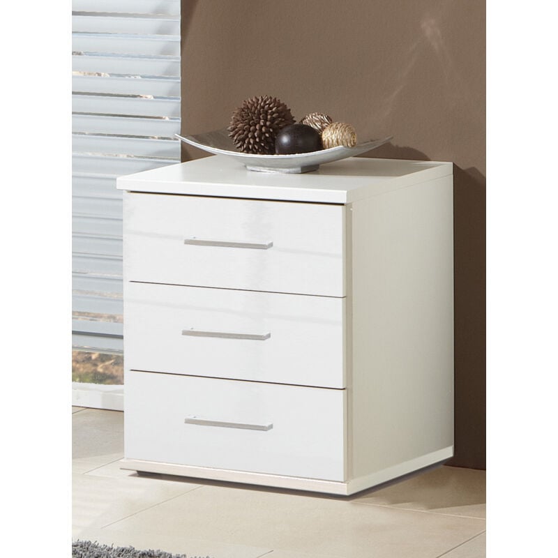 Commode à tiroirs, meuble de rangement coloris blanc cassé, blanc - Longueur 46 x Hauteur 58 x Profondeur 40 cm