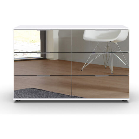 Commode à tiroirs, placard coloris blanc - Longueur 130 x Hauteur 83 x Profondeur 41 cm