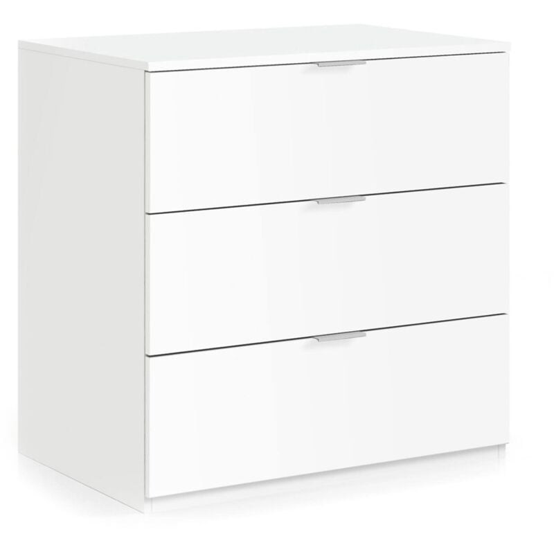 Bloc-tiroirs Bridgeport, Commode moderne à 3 tiroirs, Commode basse pour chambre, Mobile Hebdomadaire, cm 77x38h80, Blanc - Dmora
