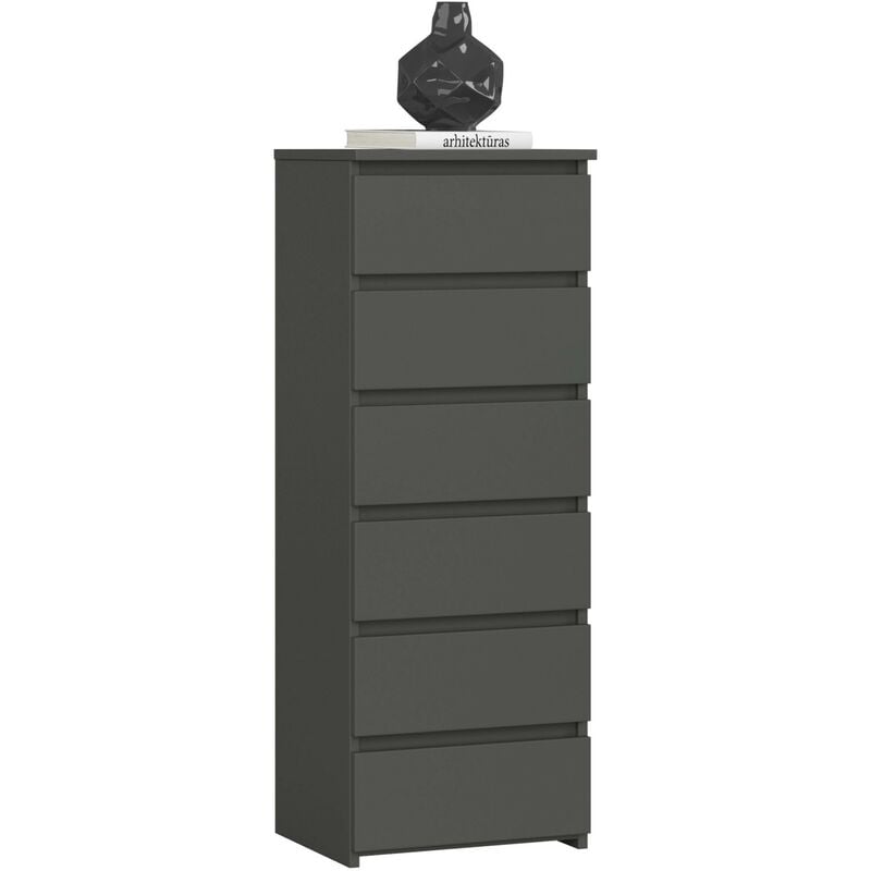 Commode Akord CL6 Gris Graphite 40 cm 6 tiroirs façade Gris Graphite 40x35x109 cm
