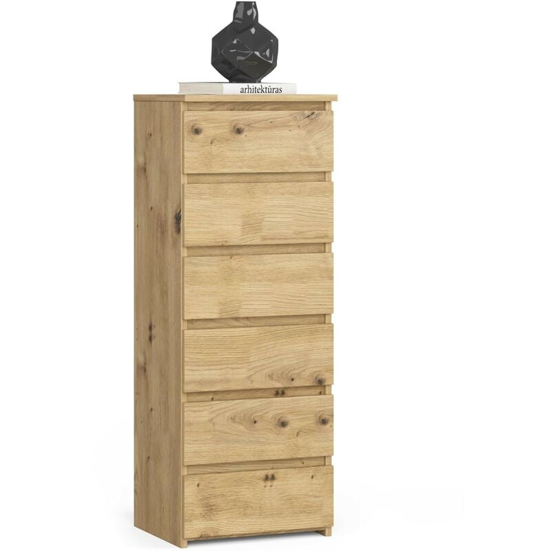 Commode AKORD CL6 Chêne Artisan 40 cm 6 tiroirs façade Chêne Artisan 40x35x109 cm