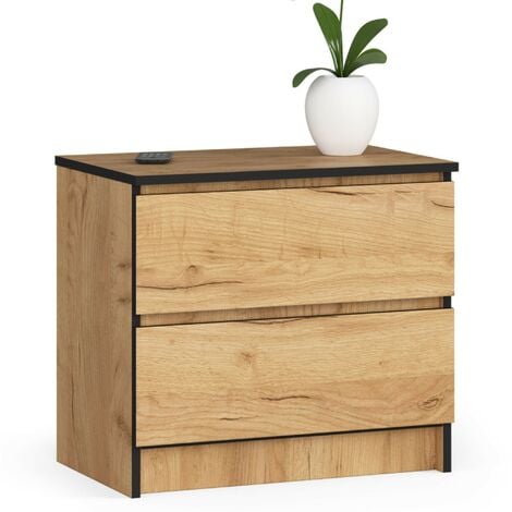 Commode AKORD K60 Chêne Craft 60 cm 2 tiroirs façade Chêne Craft 60x40x55 cm