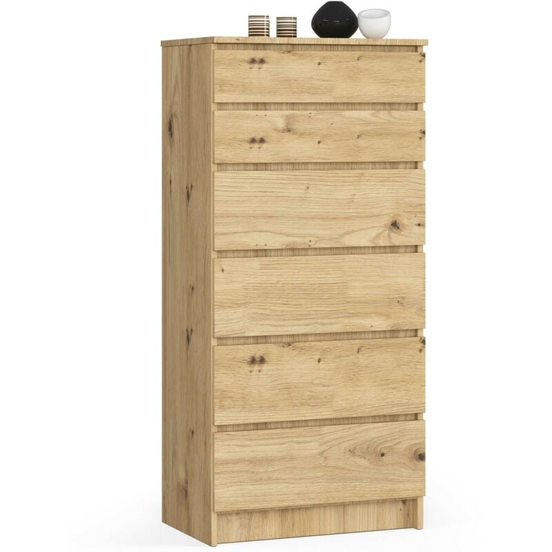 Commode Akord K60 Chêne Artisan 60 cm 6 tiroirs façade Chêne Artisan 60x40x130 cm