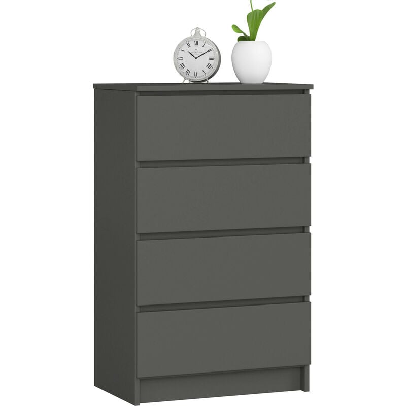 Commode Akord K60 Gris Graphite 60 cm 4 tiroirs façade Gris Graphite 60x40x99 cm