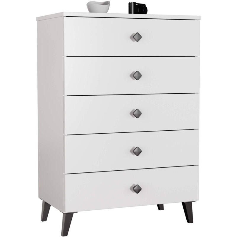 Akord - Commode mobi Blanche 60 cm 5 tiroirs 60x37x89 cm