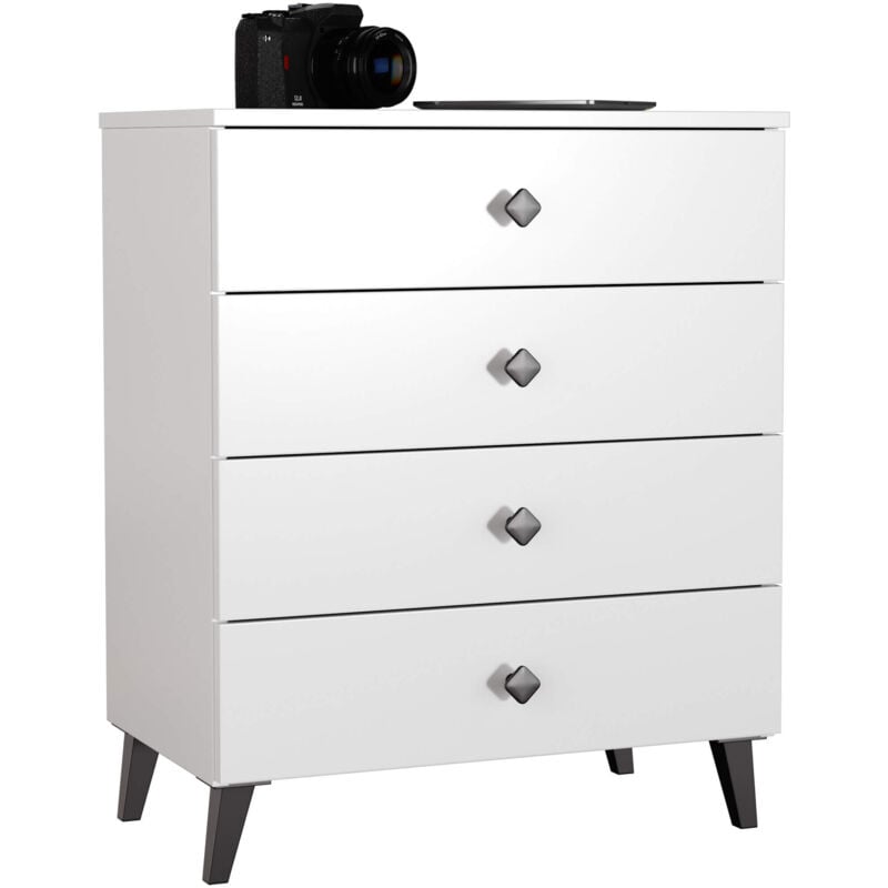 Commode Akord mobi Blanche 60 cm 4 tiroirs 60x37x73 cm