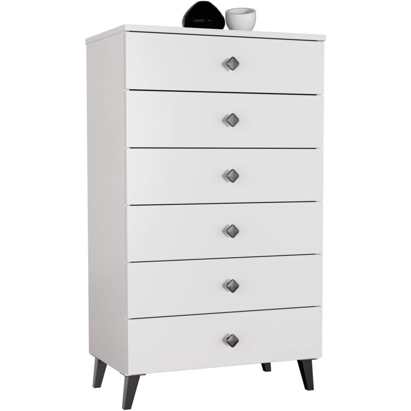 Commode Akord mobi Blanche 60 cm 6 tiroirs 60x37x104 cm