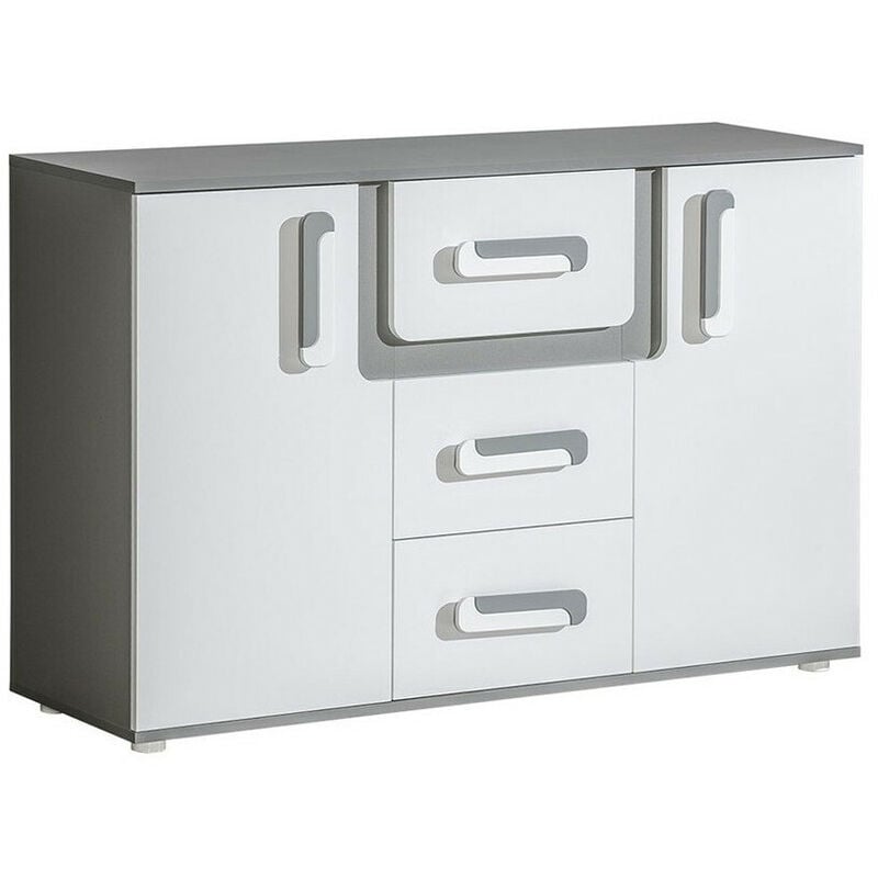 Commode Aviseve 102, Anthracite + Blanc, Avec tiroirs et portes, Nombre de tiroirs: 0, 85x128x40cm