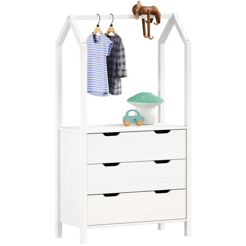 Idimex - Commode enfant amira h 152 cm en bois type Montessori - Blanc