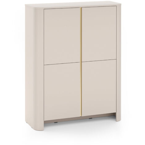 Commode AMOS K103 - Cachemire - Arrondi - Fermeture silencieuse - Largeur 103 cm, Hauteur 132 cm, Profondeur 39 cm