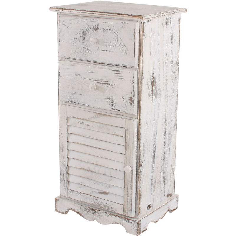 Commode / armoire, 2 tiroirs, 1 porte, 40x32x80cm, shabby, vintage, blanc