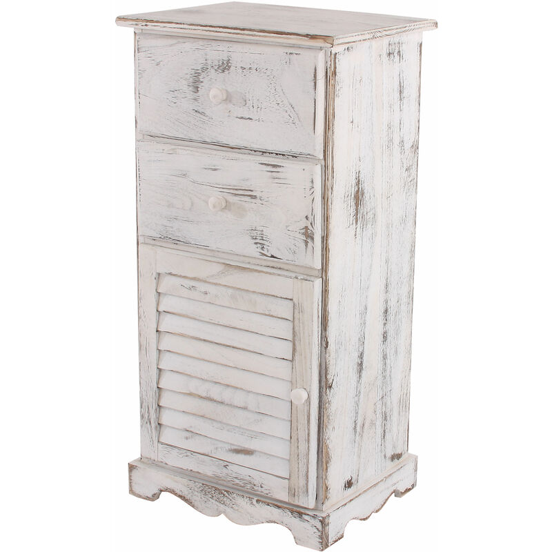 Jamais utilisé] Commode / armoire, 2 tiroirs, 1 porte, 40x32x80cm, shabby, vintage, blanc