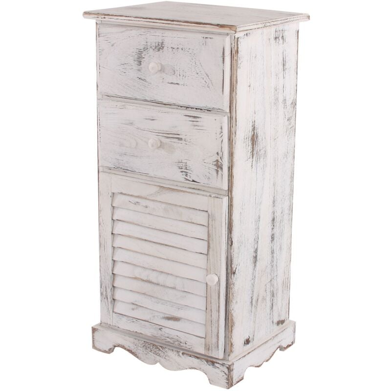 Commode / armoire, 2 tiroirs, 1 porte, 40x32x80cm, shabby, vintage, blanc