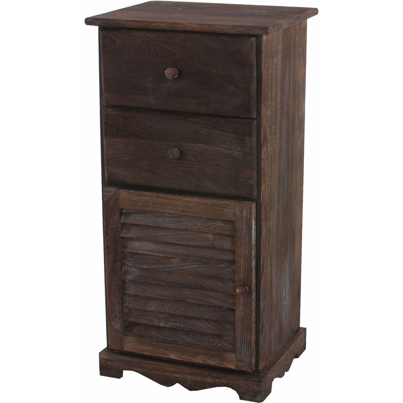 commode / armoire, 2 tiroirs, 1 porte, 40x32x80cm, shabby, vintage marron - brown