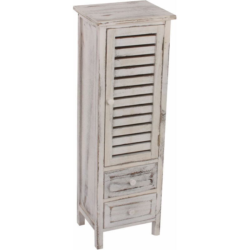 hhg - jamais utilisé] commode / armoire, 2 tiroirs, 30x25x90cm, shabby, vintage blanc - white