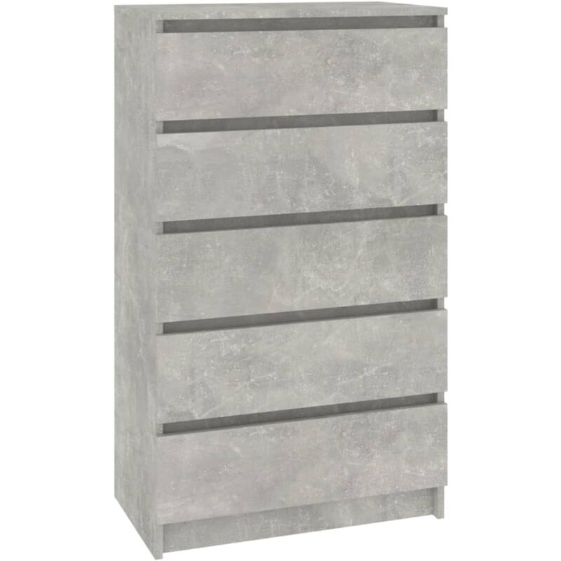 Commode Armoire à tiroirs Design moderne, Armoire Etagère de rangement, Gris béton 60x36x103 cm Bois d'ingénierie OIB9782E - Gris