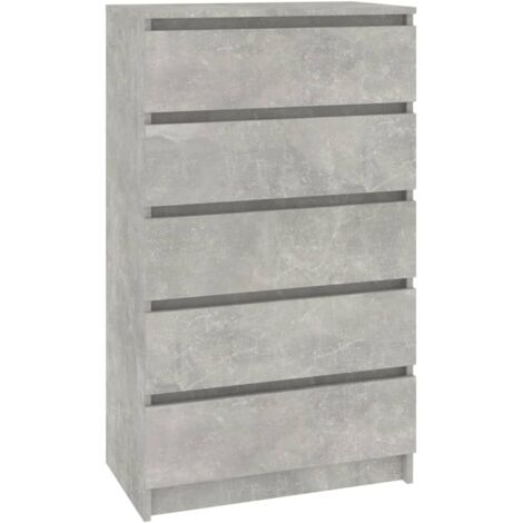 Commode Armoire à tiroirs Design moderne, Armoire Etagère de rangement, Gris béton 60x36x103 cm Bois d'ingénierie OIB9782E